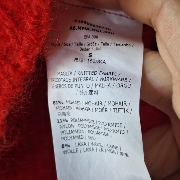 Max Mara Womens Red Mohair Wool Blend Crew Neck Sweater Size S - Picture 4 of 5